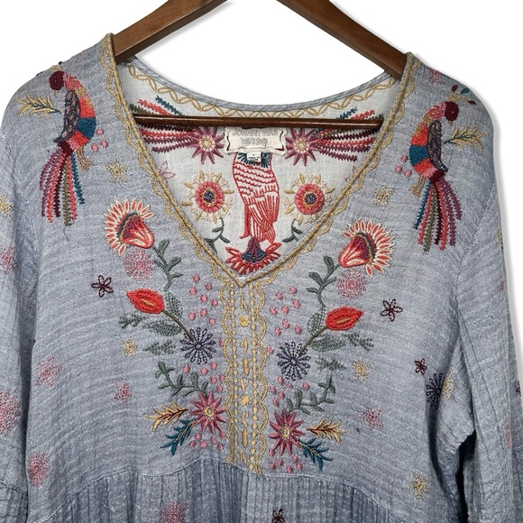 Johnny Was Lucy Embroidered Cotton Tiered Dress - Picture 2 of 8